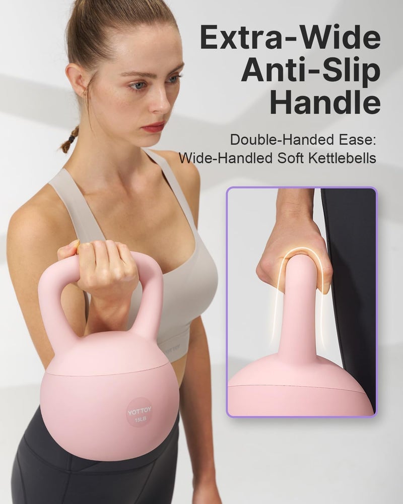 YOTTOY Soft Kettlebell,Kettlebell Anti-Slip Grip Weight for Home Workouts, Kettlebells Set Strength and Safety Guaranteed (10LB-Pink) - Image 4